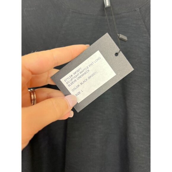 NWT Marissa Webb So Uptight Waffle Knit Long Sleeve Crewneck Black Size: Large - Picture 5 of 8